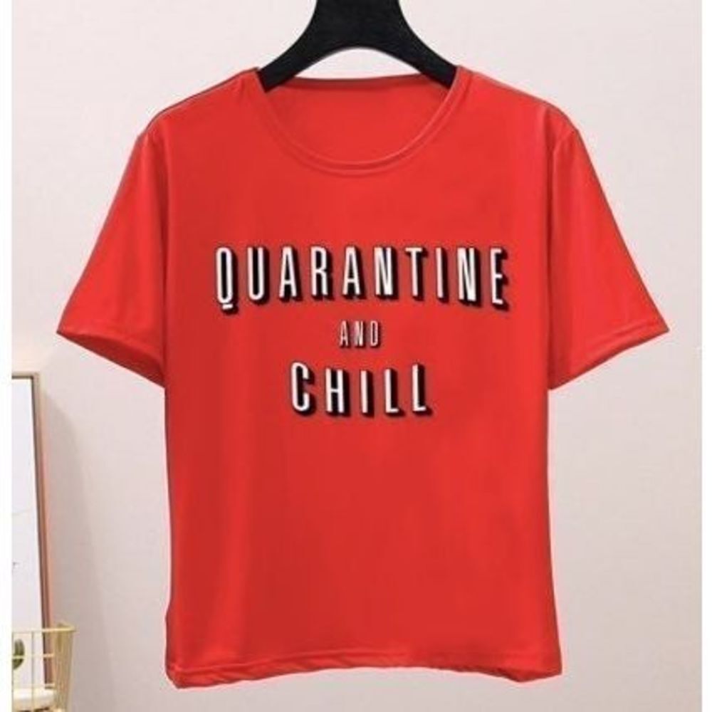 Quarantine and chill girls small tshirt